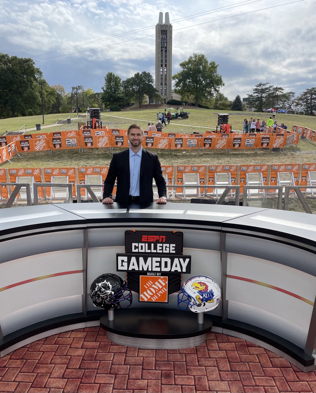 Tate Gillespie on the ESPN College GameDay set